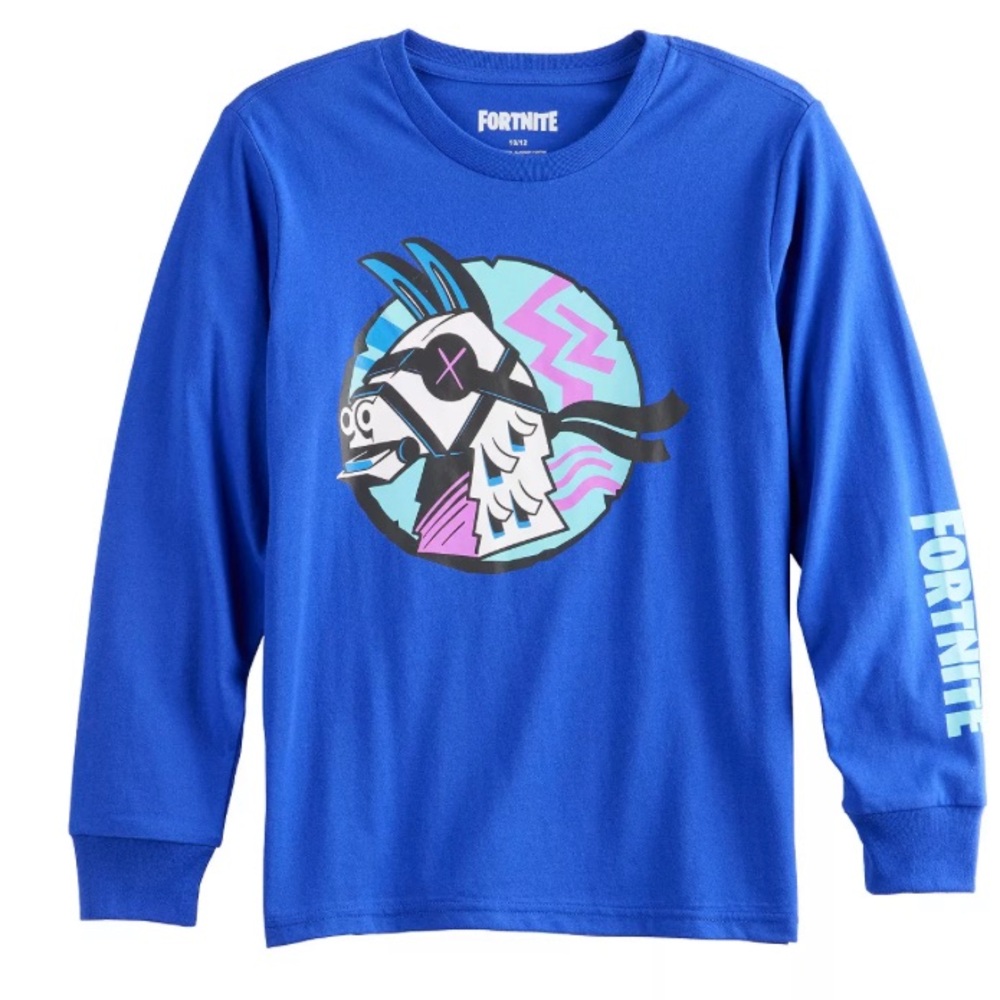 Fortnite Llama Royal Blue Long Sleeve Shirt Boys 18/20 NWT